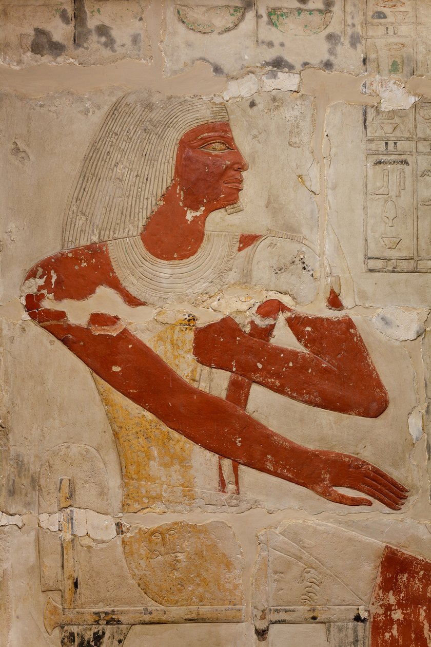 Mastaba Tomb of Perneb, c.2381-2323 aC (calcário e tinta) de Egyptian 5th Dynasty