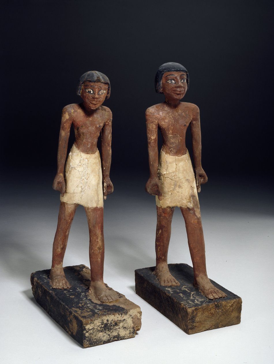 Estatuetas de madeira, gesso e tinta de Egyptian 6th Dynasty