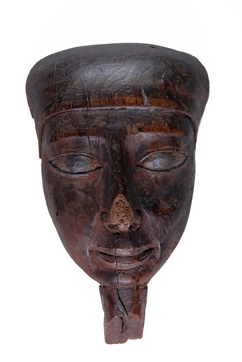 Máscara facial do caixão, 330-323 aC madeira com traços de tinta de Egyptian Ptolemaic Period