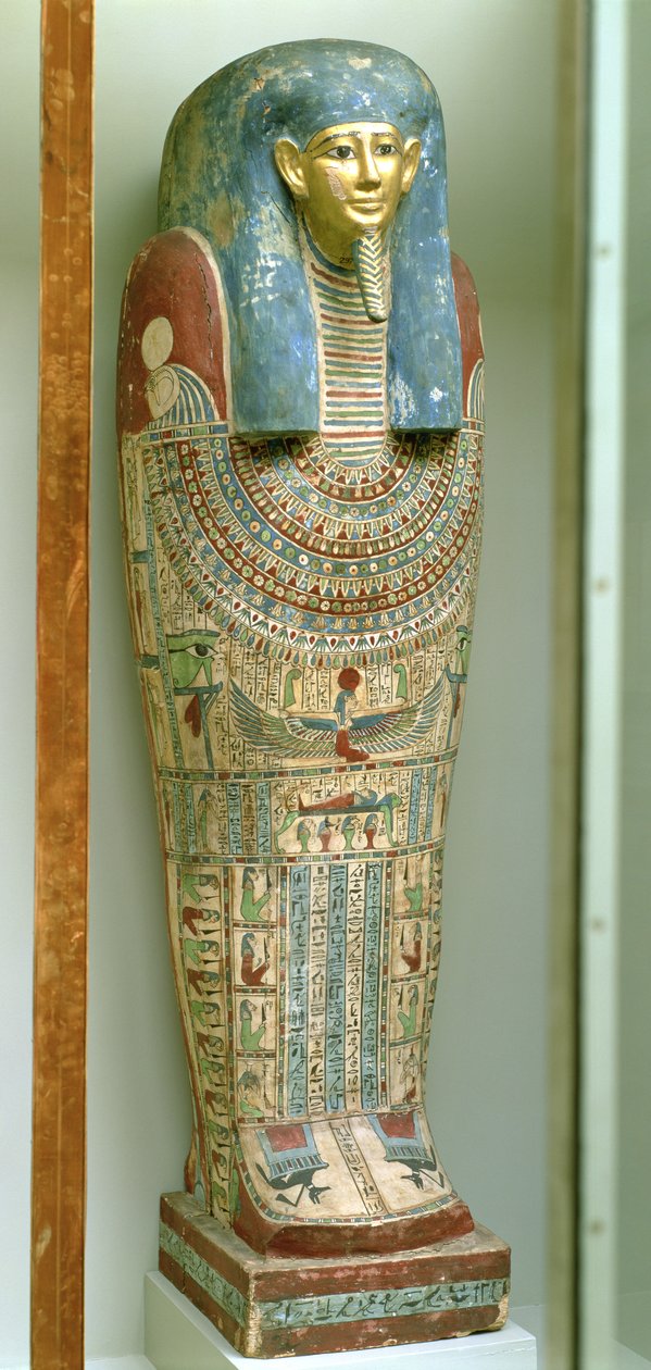 Caixão interno de Djeho, filho de Psammetichus, de Akhmim, c.250 aC (madeira pintada) de Egyptian Ptolemaic Period