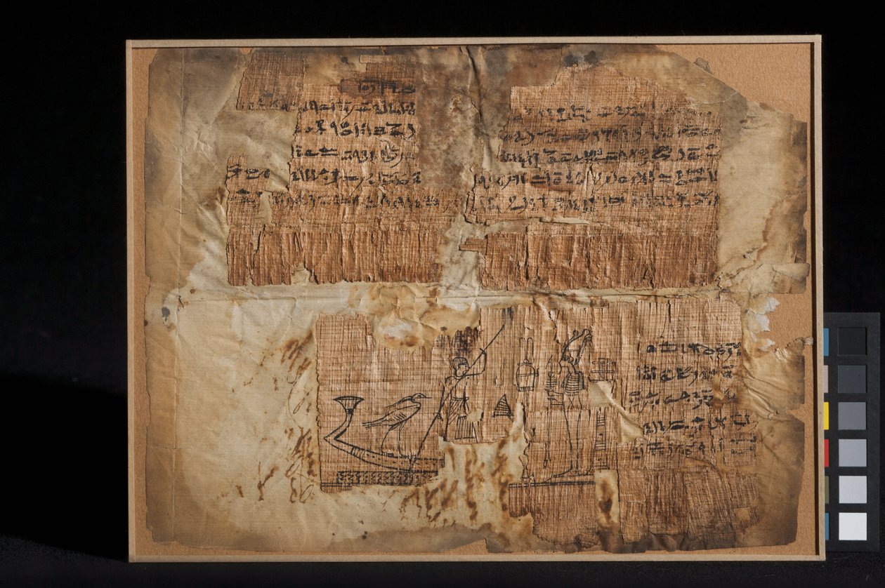 Fragmento de papiro, do capítulo 100, de O Livro dos Mortos (papiro) de Egyptian Ptolemaic Period