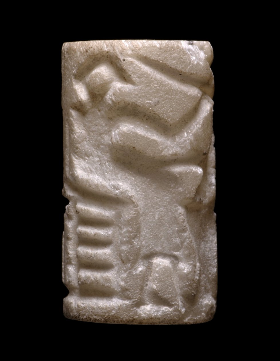 Selo de Cilindro (Cenas da &39;Atividade Humana&39; da Dinastia Primitiva), Dynastic II II (calcita) de Egyptian
