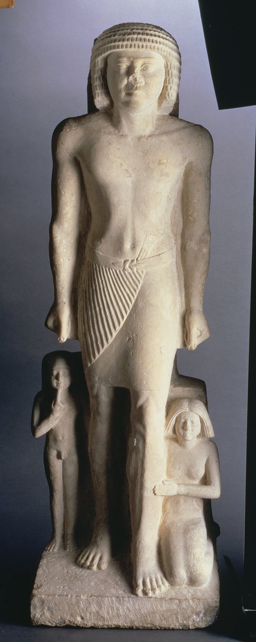 Grupo da Família, possivelmente de Saqqara, Reino Antigo, do final da 5ª à 6ª dinastia (calcário pintado) de Egyptian