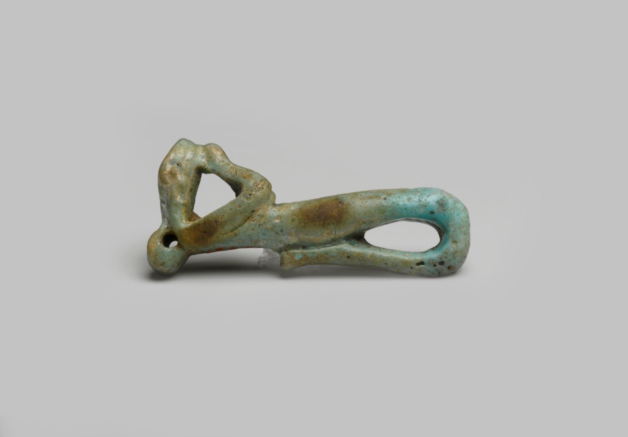 Figura de um deus serpente, possivelmente de El Hiba (faiança) de Egyptian