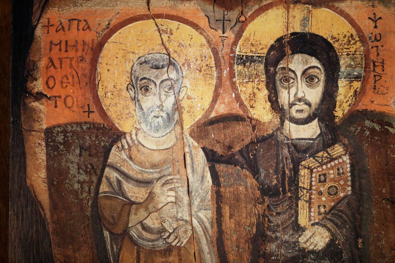 Jesus e Menas em um ícone do século VI de Egyptian