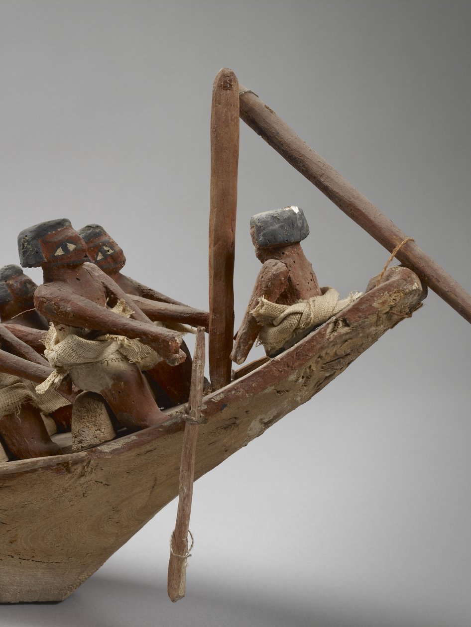 Barco funerário modelo, de Beni Hasan, provavelmente o Império do Meio, c.2060-1786 detalhe de mídia mista de 107032 de Egyptian