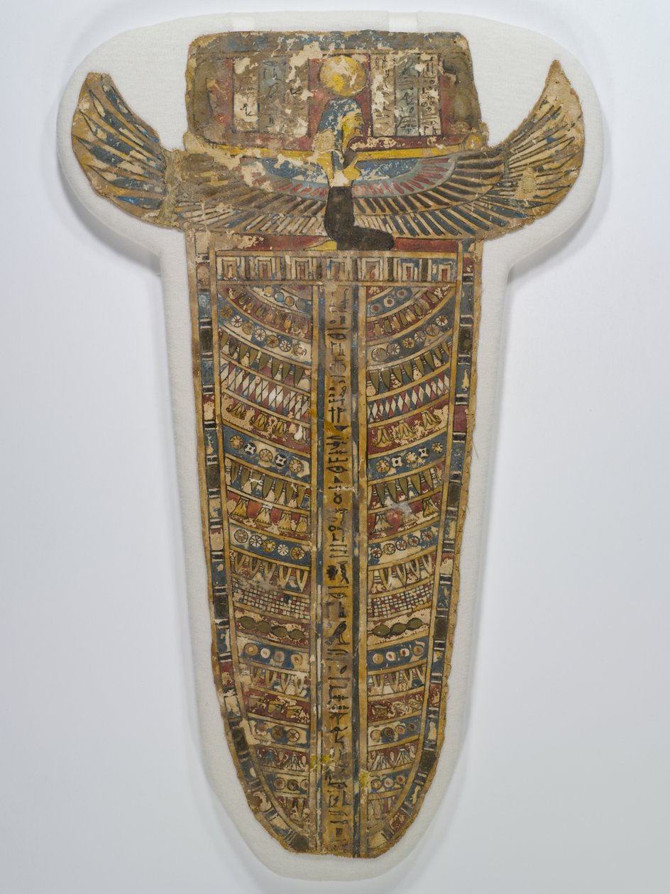 Cobertura da Múmia Pintada (Avental), 305-30 aC (linho, gesso, tinta e dourado) de Egyptian
