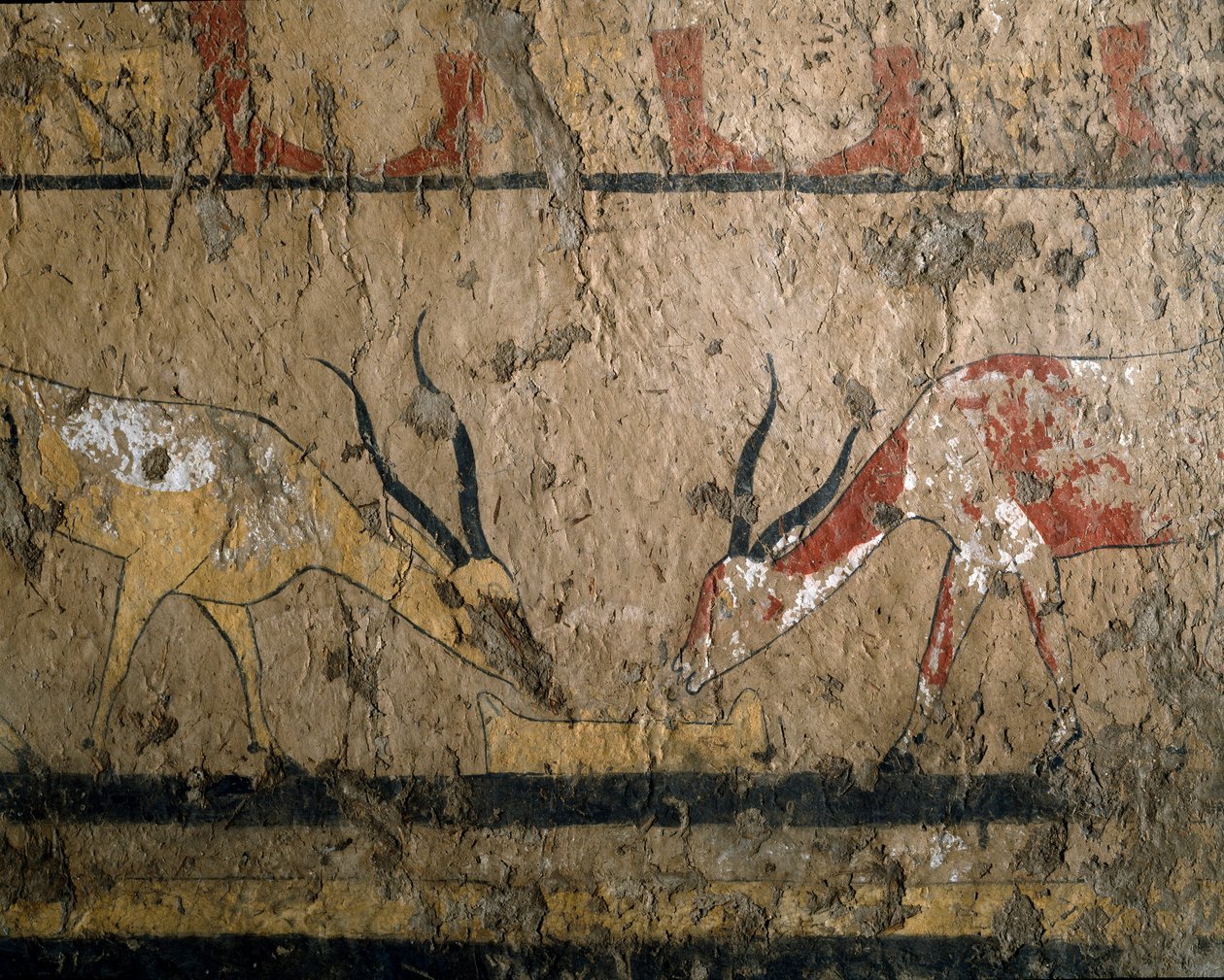 Antiquite egípcia: criação de rabo de cauda. Fresco da tumba da rainha Neferou III. 12ª dinastia. 2200-2000 AC. De El Ghebelen. Turim, museu egípcio. de Egyptian 12th Dynasty