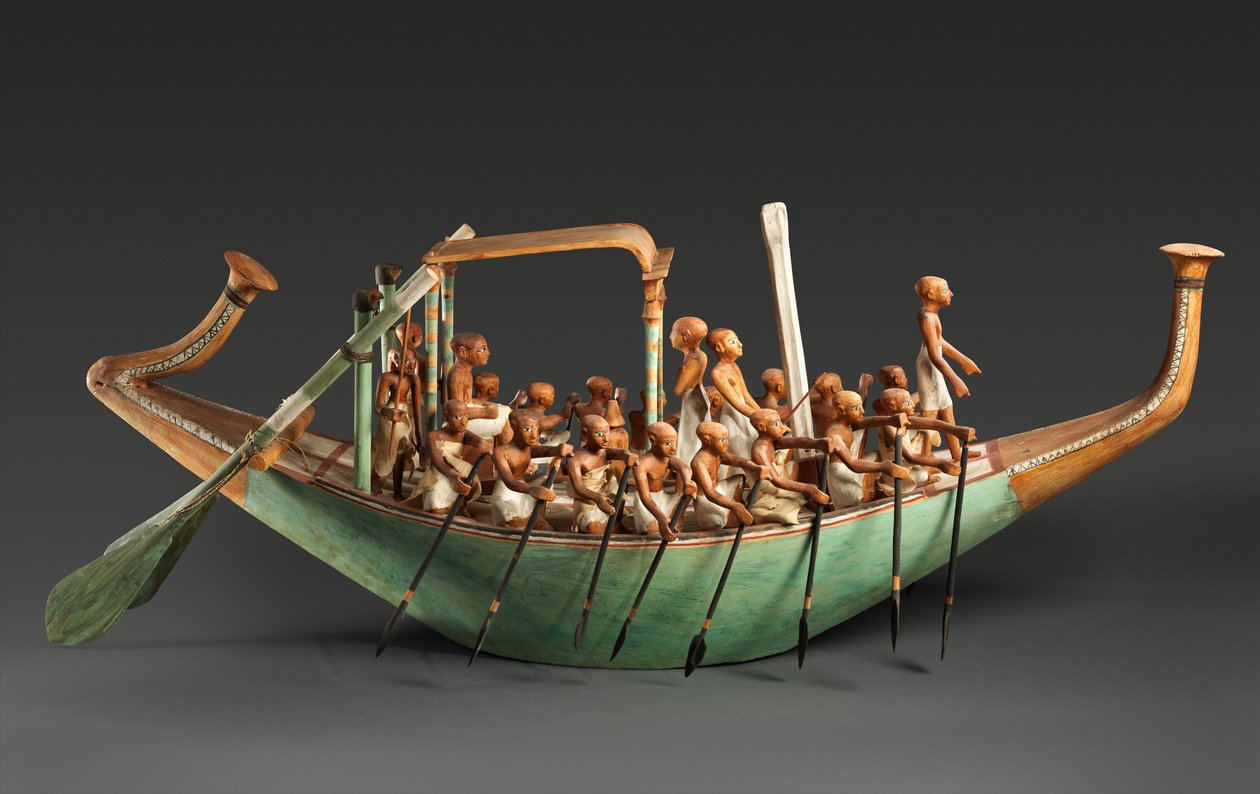 Modelo de Barco de Remo, Reino do Meio de Egyptian 12th Dynasty