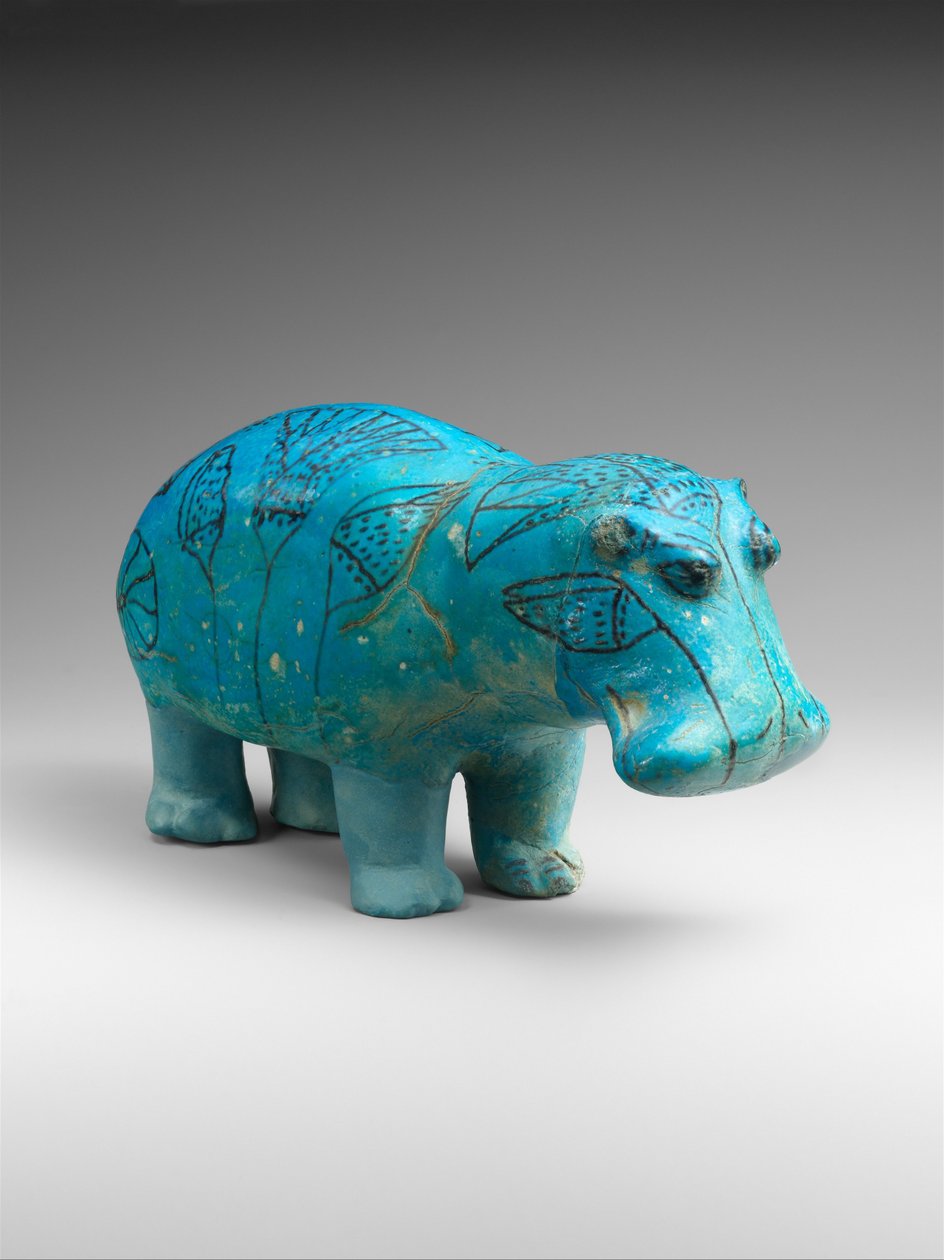 Hipopótamo em pé, c.1900 aC (faiança) de Egyptian 12th Dynasty
