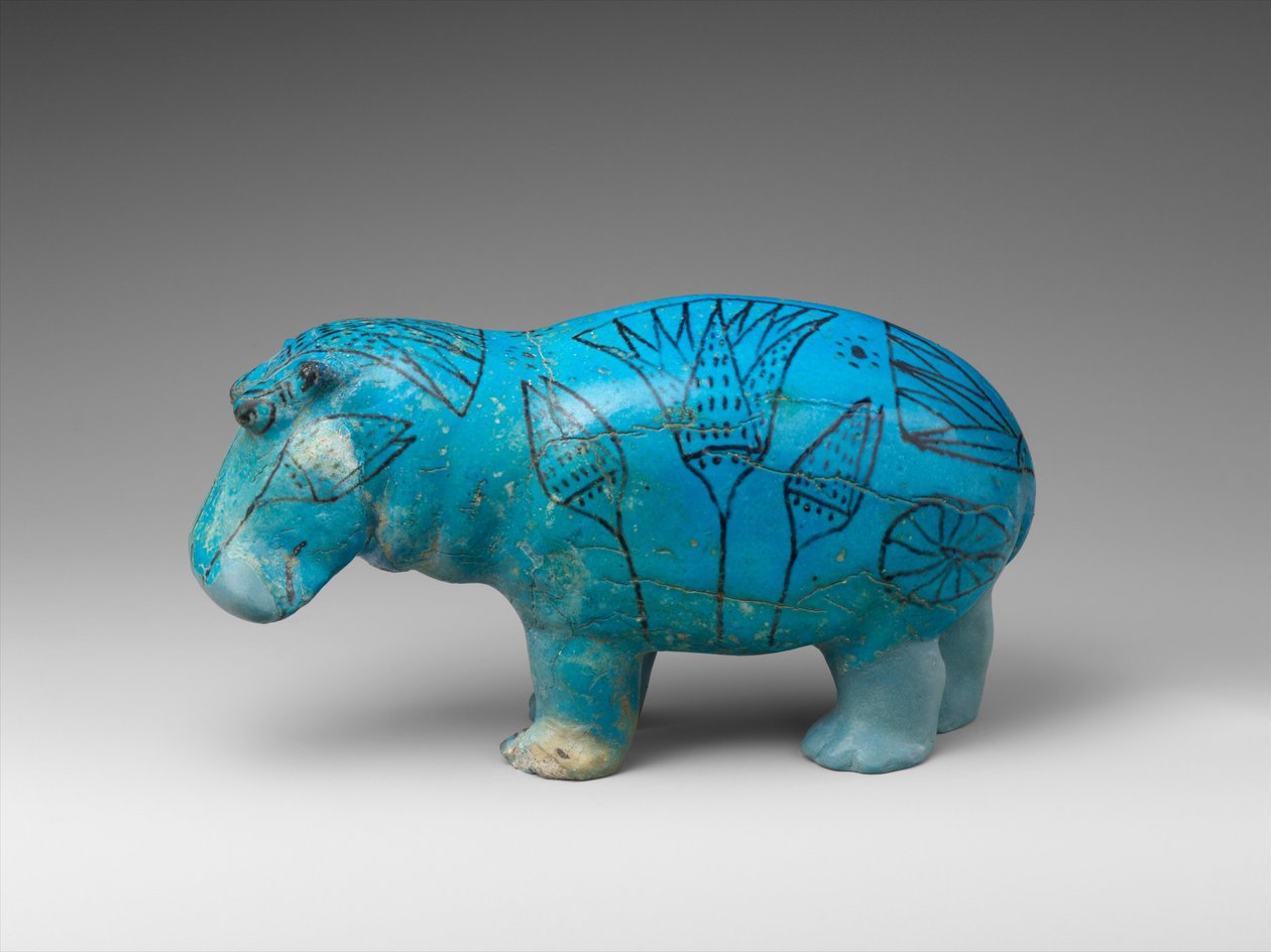 Hipopótamo em pé, c.1900 a.C. (faiança) de Egyptian 12th Dynasty