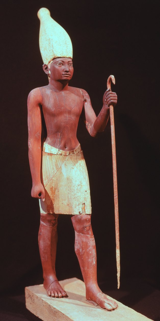 Estátua de Sesostris I (governou de 1971 a 28 aC) com uma coroa branca (cedro pintado) de Egyptian 12th Dynasty