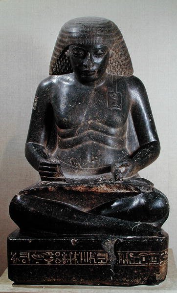 Amenhotep, filho de Hapu, sentado de pernas cruzadas, do Templo de Amon, Karnak, c.1391-53 aC (granito) de Egyptian 18th Dynasty