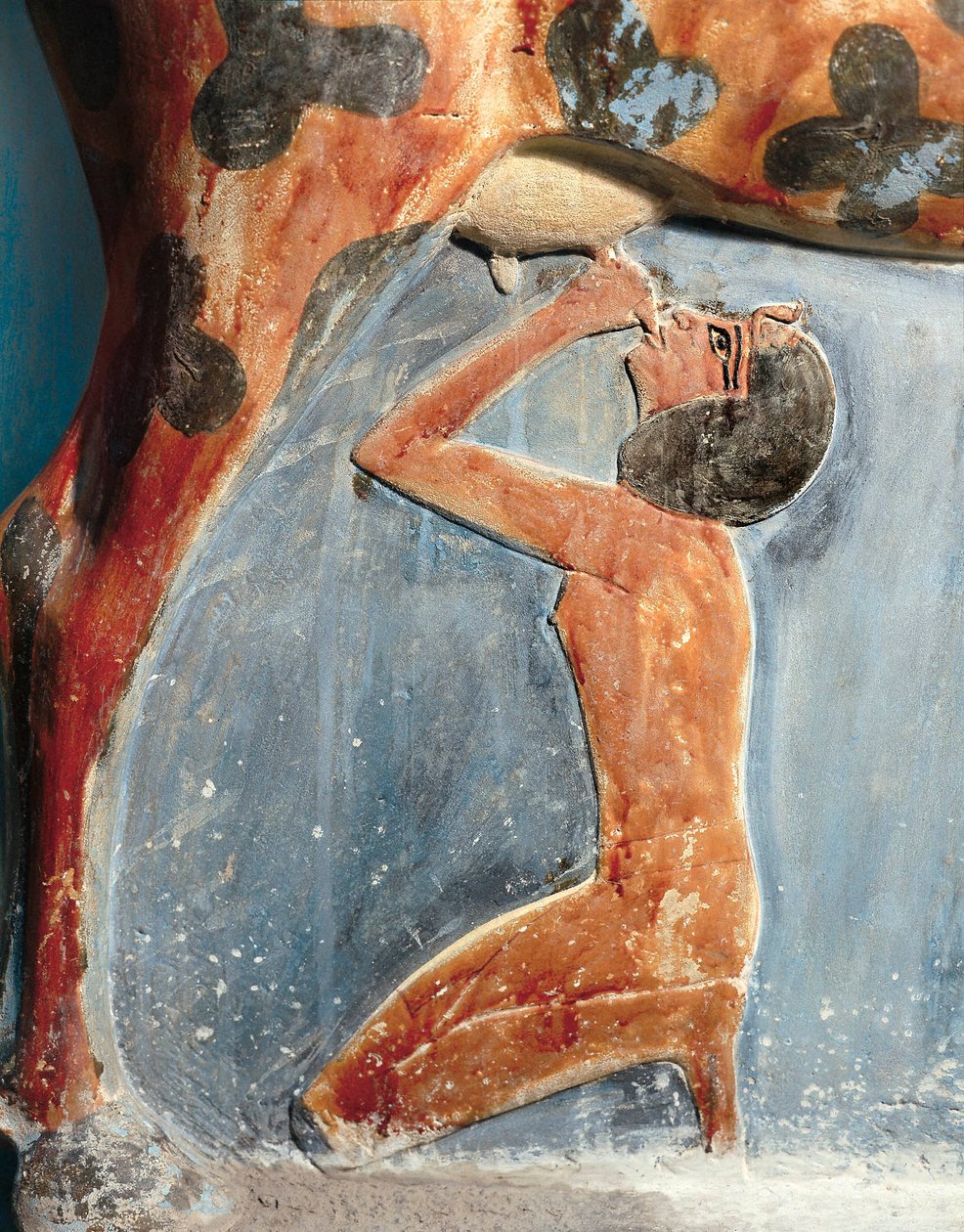 Antigo Egipto: a deusa vaca Hathor alimenta o jovem Amenhotep II (Amenophis II) de Egyptian 18th Dynasty
