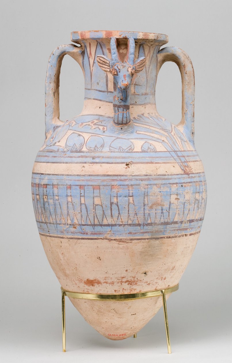 Ânfora de Íbex Azul-Pintada de Malqata, c.1390–1353 aC (cerâmica, creme branco, pintura) de Egyptian 18th Dynasty