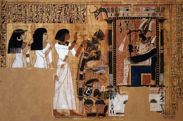 Livro dos Mortos do escriba Nebqed, detalhe do falecido antes de Osíris, Novo Reino, c.1400 a.C. (papiro) de Egyptian 18th Dynasty