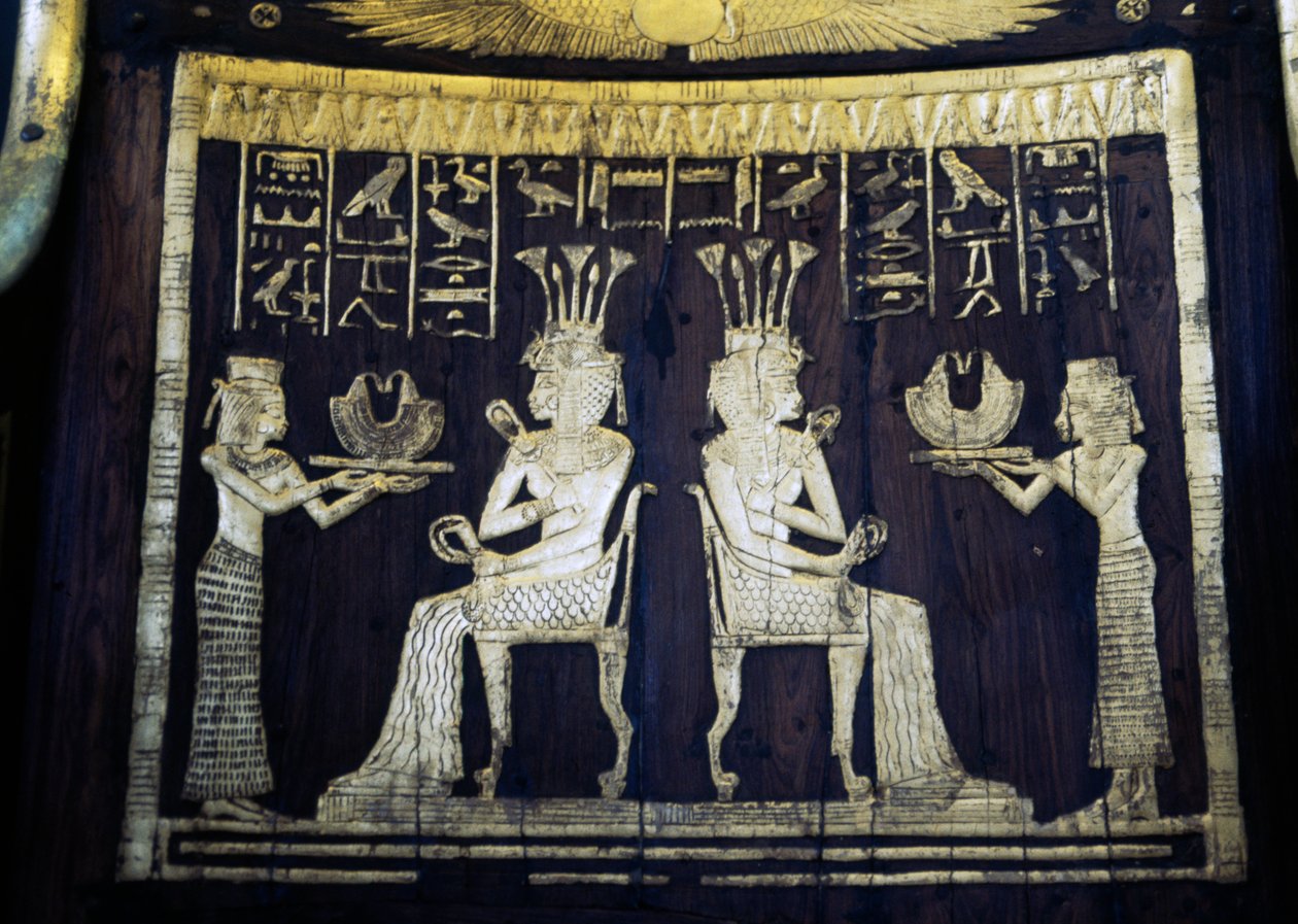 Espaldar de cadeira representando a princesa Sitamon, Túmulo de Yuya, Vale dos Reis, Egito, civilização egípcia, Novo Reino, Dinastia XVIII de Egyptian 18th Dynasty