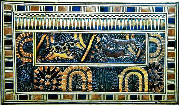 Cofre, da Tumba de Tutankhamon, Novo Reino (madeira, bronze, marfim e esmalte colorido) de Egyptian 18th Dynasty