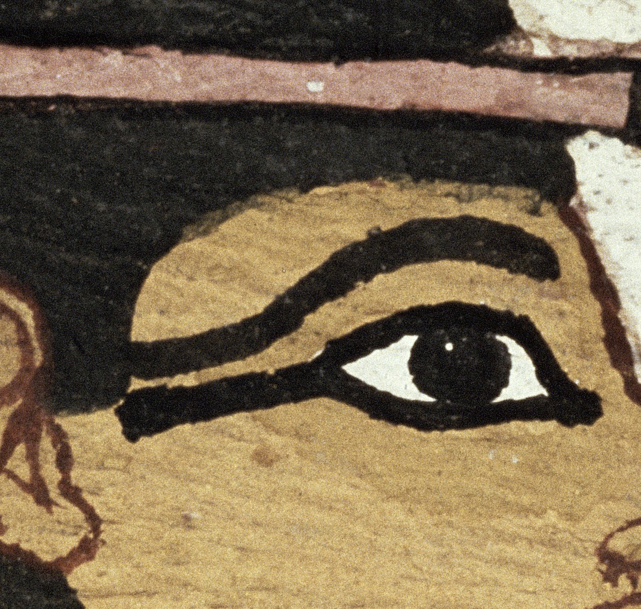 Detalhe da decoração de um sarcófago de A Senhora de Madja, Reino Novo, c.1450 AC (madeira pintada) (detalhe de 95067) de Egyptian 18th Dynasty