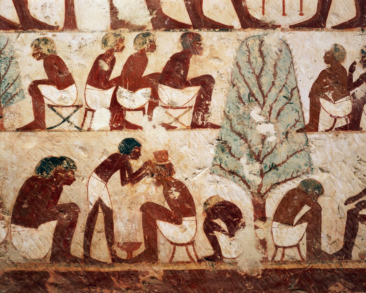 Egipto, Luxor, West Thebes, Sheik el Gurnak. Túmulo de Usirhat, barbeiro, detalhes do afresco. (Novo Reino, Dinastia XVIII) de Egyptian 18th Dynasty