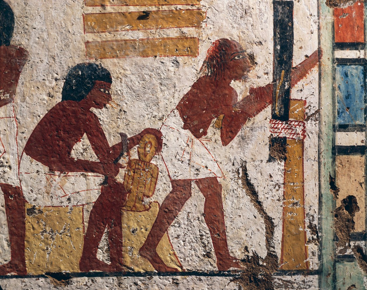 Egipto, Luxor, Tebas Ocidental, Vale dos Nobres. Túmulo de Nenamon e Ipuki. Carpinteiros de frescos a trabalhar. (Novo Reino, Dinastia XVIII) de Egyptian 18th Dynasty