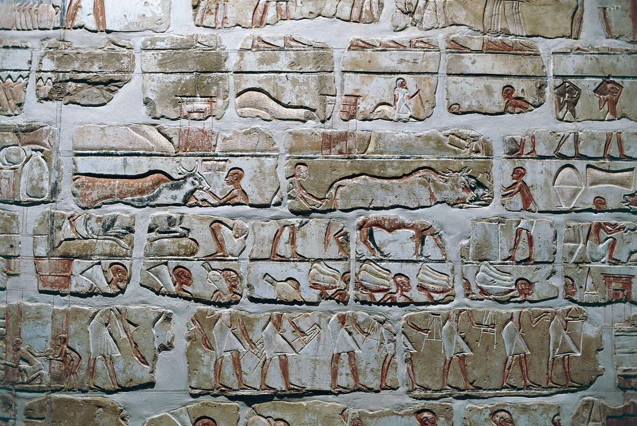 Egipto, Tebas, Luzor, Templos de Karnak, Muro de Talatat do templo de Amenhotep IV de Egyptian 18th Dynasty