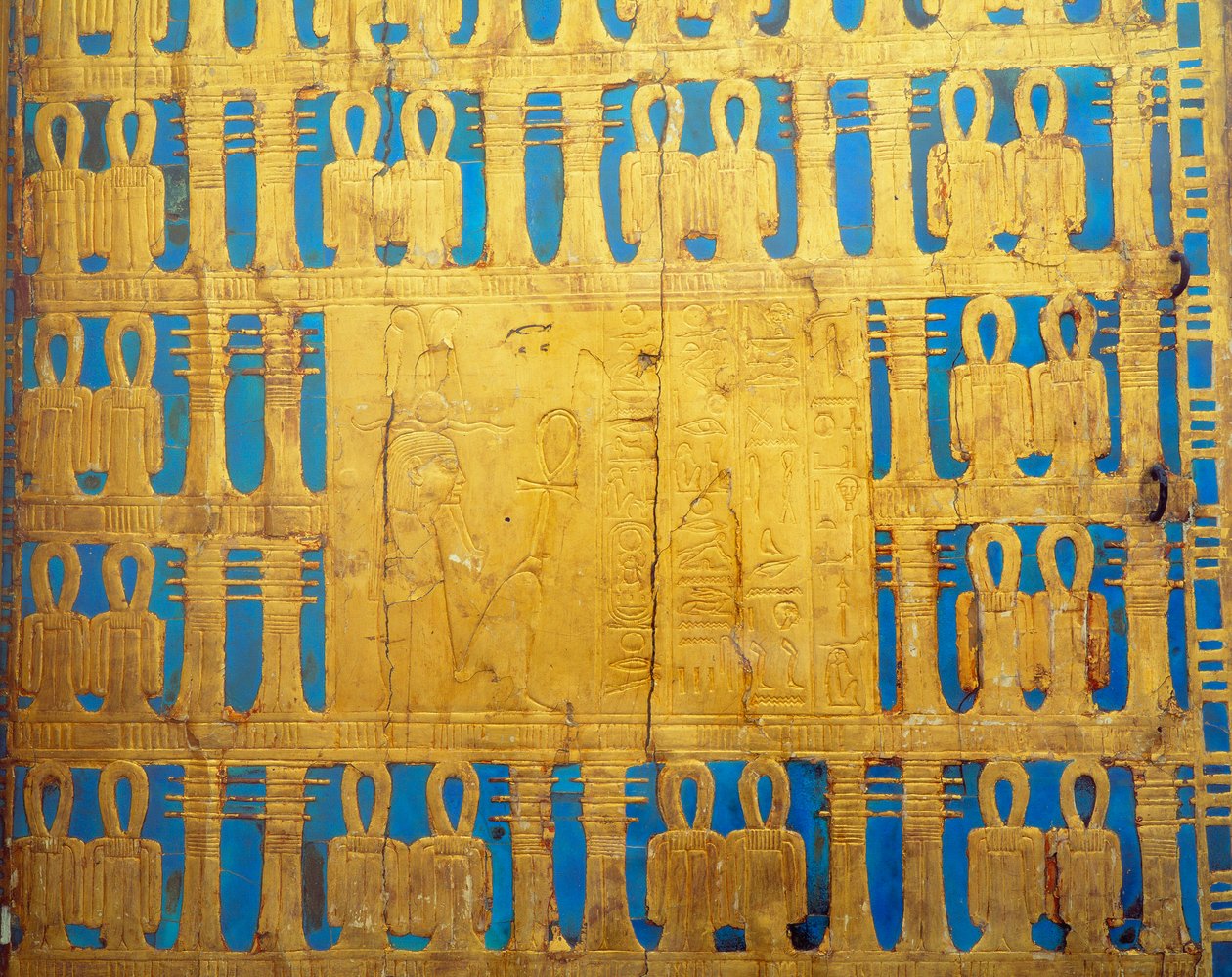Antiquite egípcio: detalhes da caixa do dossel. Tresor de Tutankhamun (All-Ankh-amun) de Egyptian 18th Dynasty