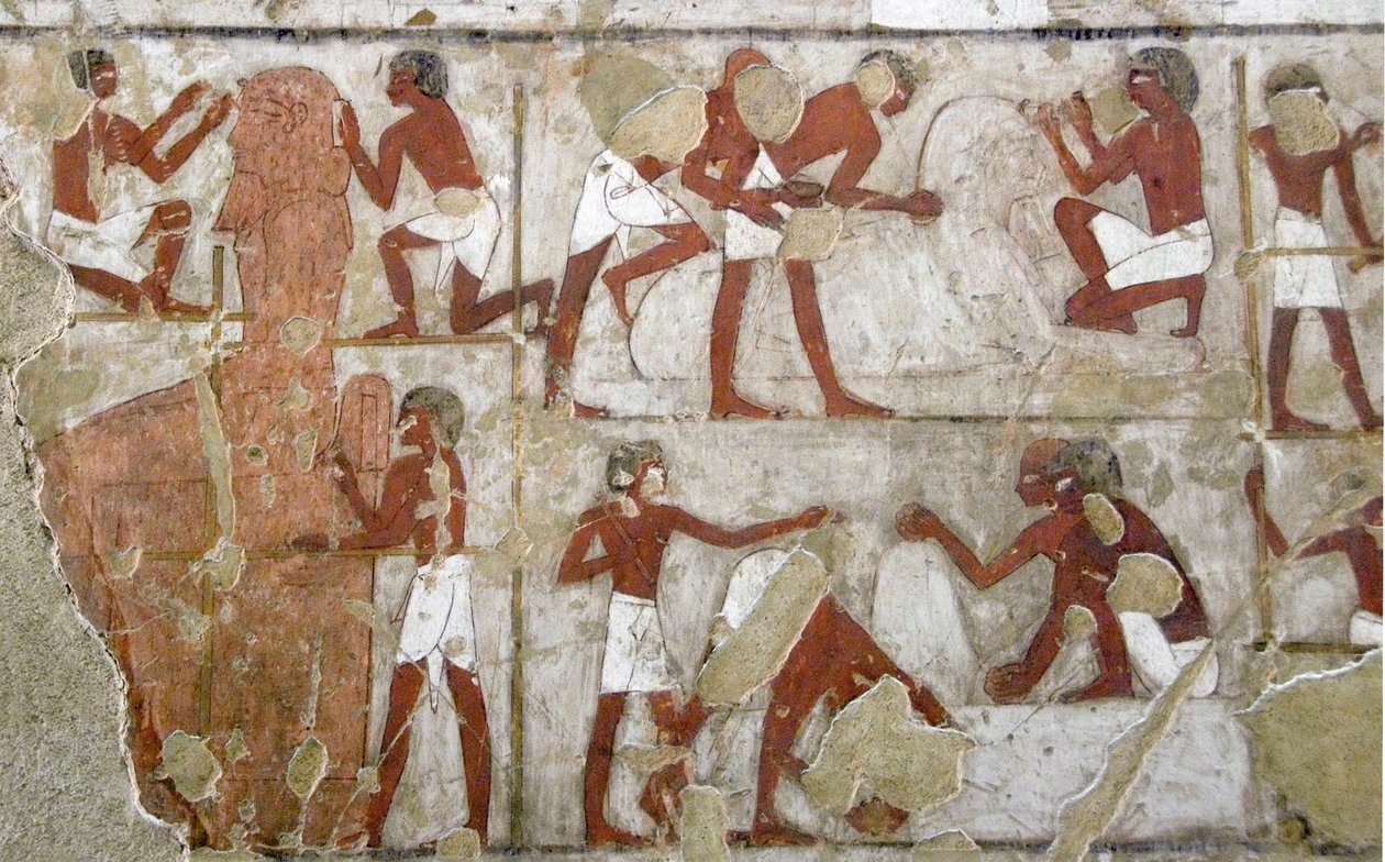 Antiguidade egípcia: pintura decorando o túmulo de Rekhmire (TT100), vizir da 18ª dinastia de Egyptian 18th Dynasty
