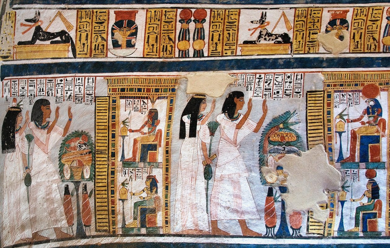 Antiquite egípcio: pessoas da Tumba de Roy de Egyptian 18th Dynasty