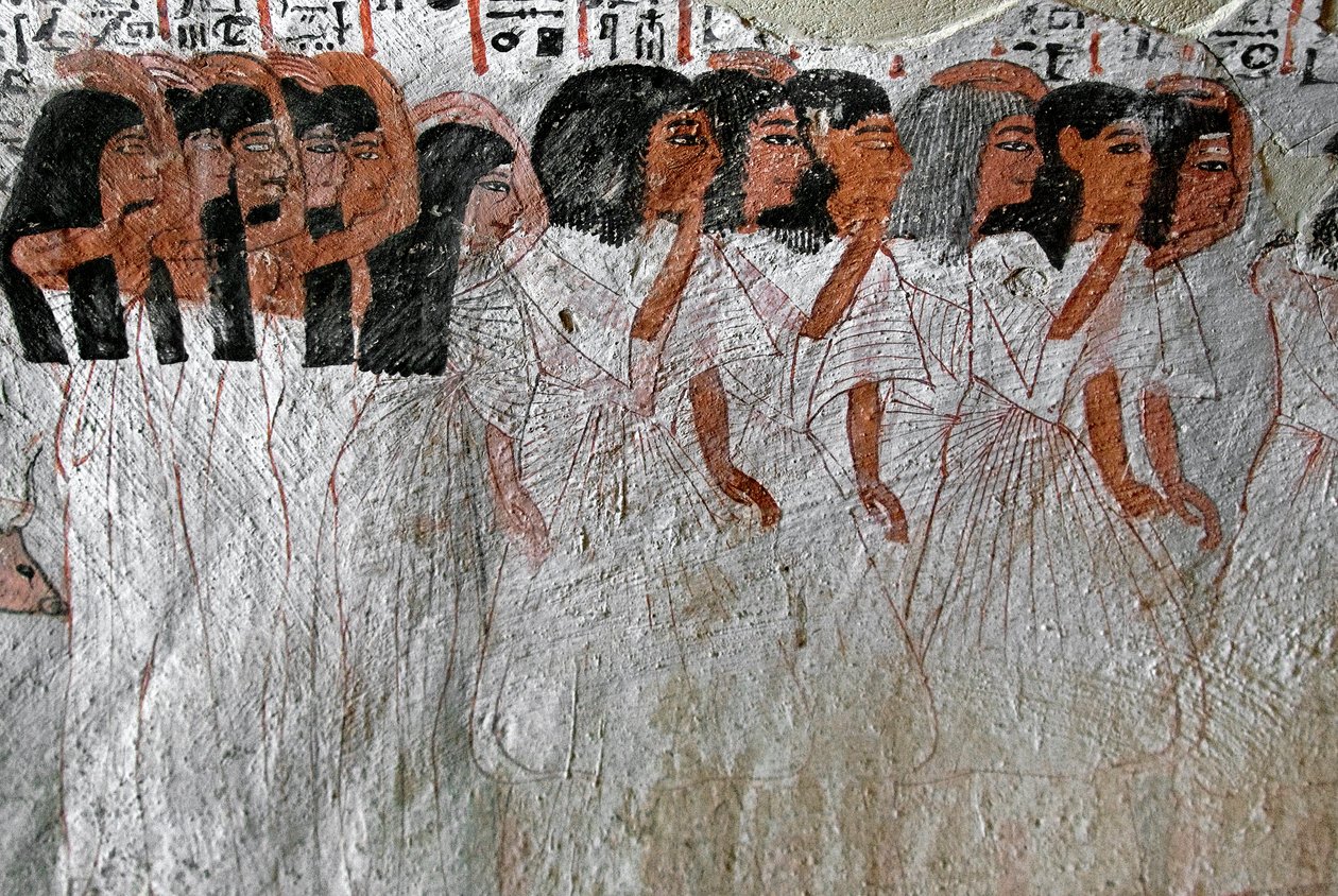 Antiquidade egípcia: procissão de choro. Pintura da Tumba de Roy (TT255). 18ª dinastia. Da Cisjordânia de Luxor, Egipto. de Egyptian 18th Dynasty