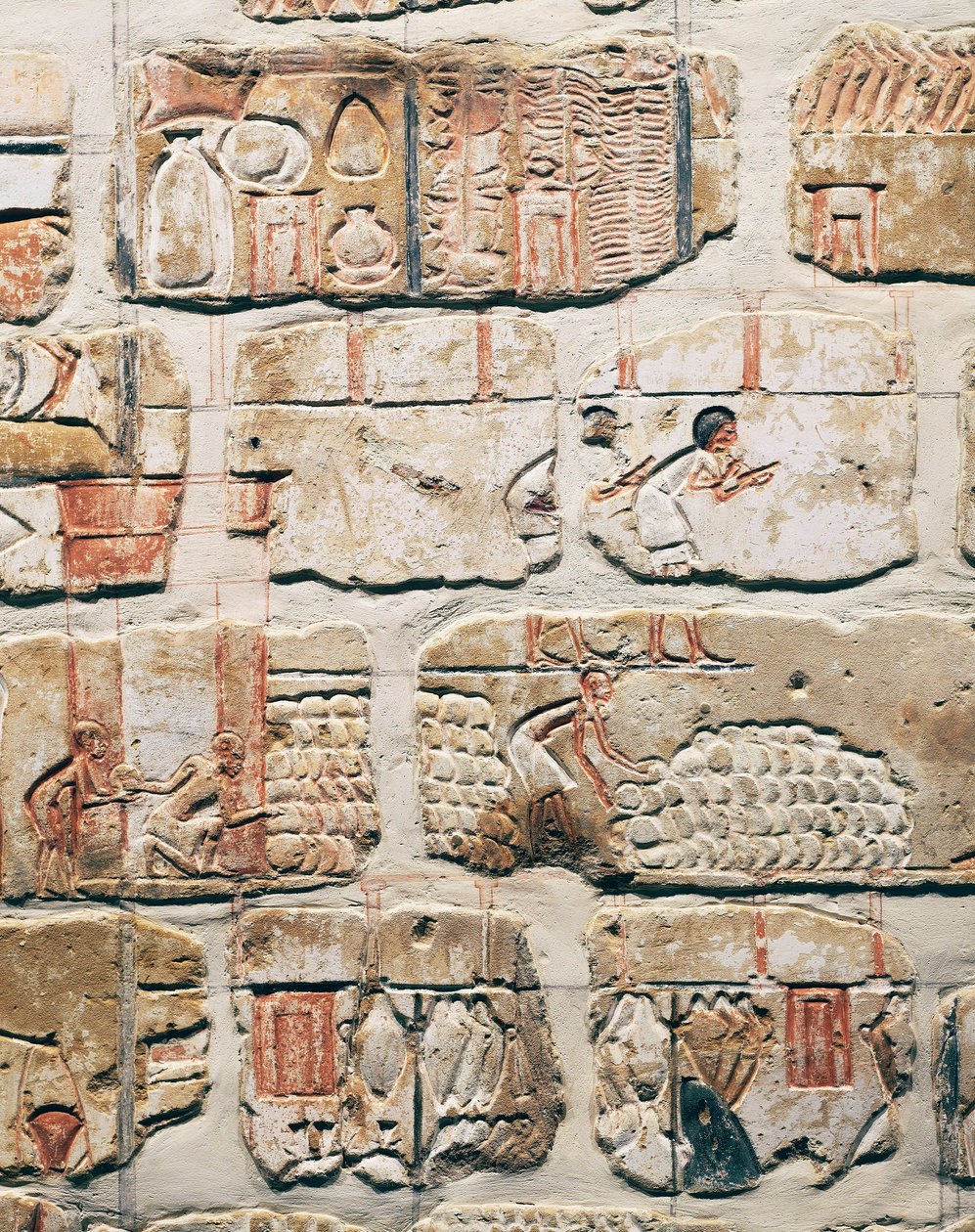 Civilização egípcia, fragmentos do Muro de Talatat, do templo de Amenhotep IV em Karnak, Luxor, Egito de Egyptian 18th Dynasty