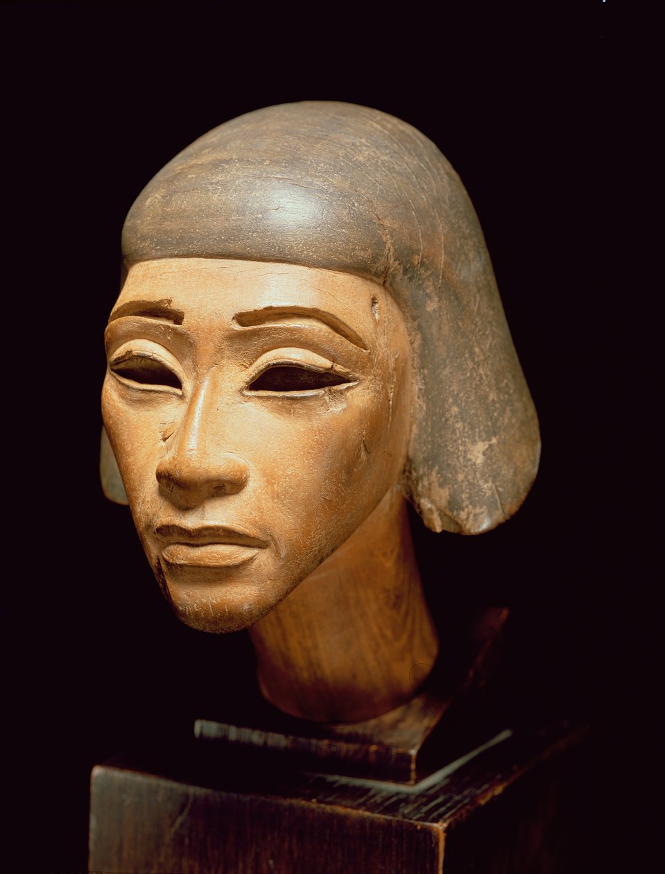 Cabeça de um Harpista, de Tell El-Amarna, c.1370-1360 aC (madeira) de Egyptian 18th Dynasty