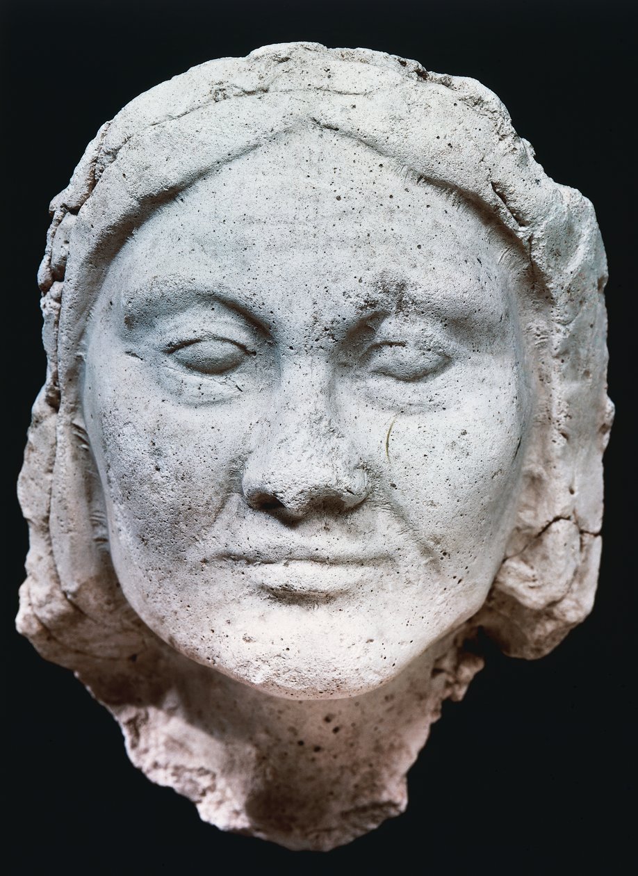 Cabeça de uma mulher idosa, Período Amarna (gesso) de Egyptian 18th Dynasty
