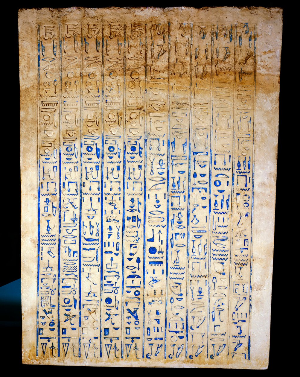 Inscrições na face posterior do Reino Novo de Egyptian 18th Dynasty