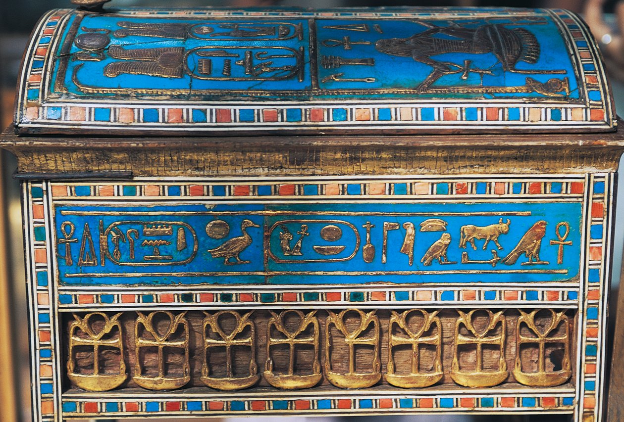 Jóias de Amenhotep III e Teye, do Túmulo de Yuia e Thuia, Vale dos Reis, Egipto, Civilização egípcia, Novo Reino, Dinastia XVIII de Egyptian 18th Dynasty