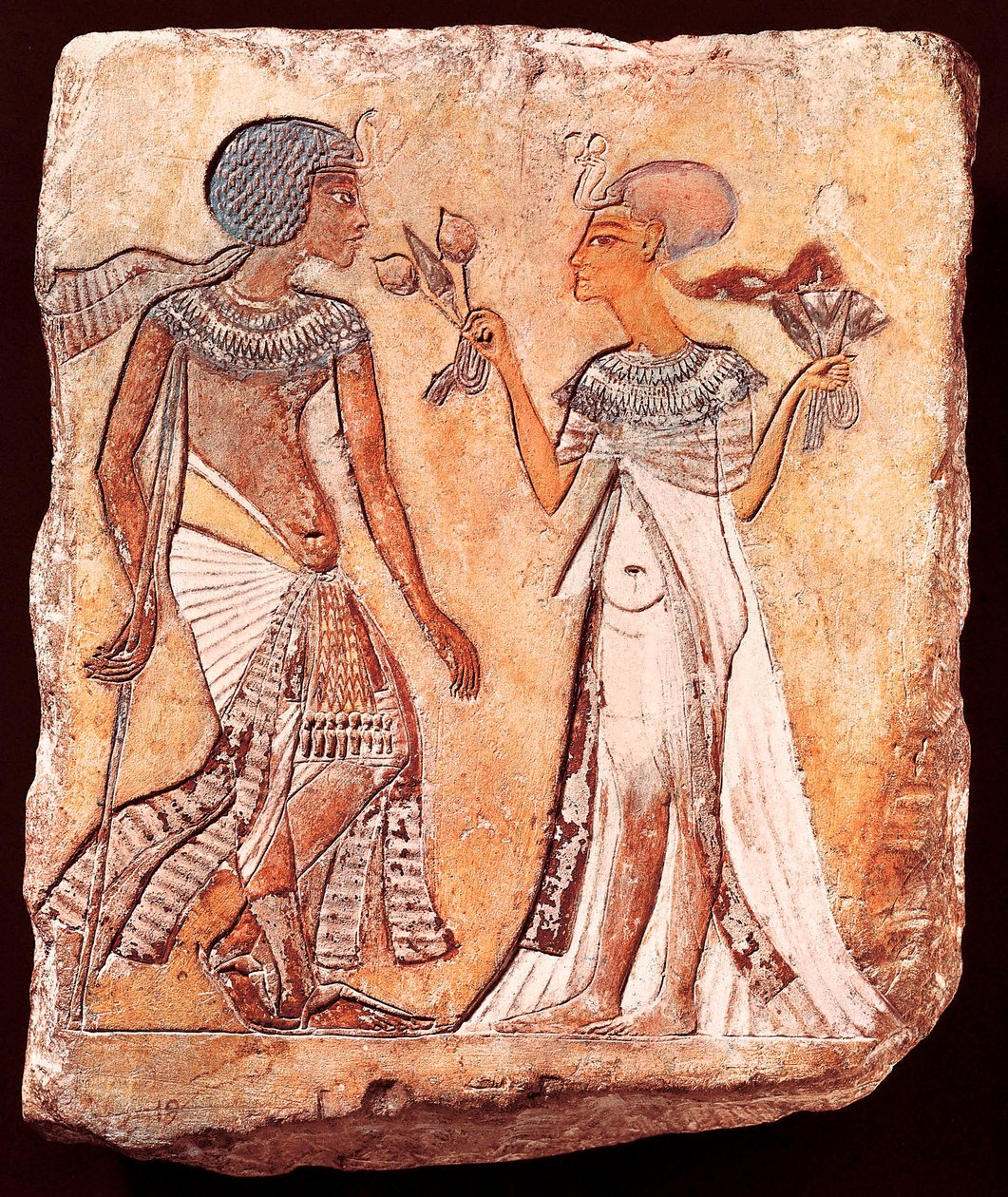 O Rei Smenkhkare e a sua esposa Meritaton de Egyptian 18th Dynasty