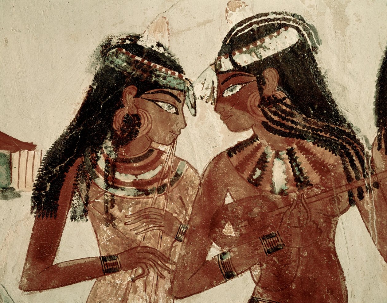 Músicos num banquete (pintura mural) de Egyptian 18th Dynasty