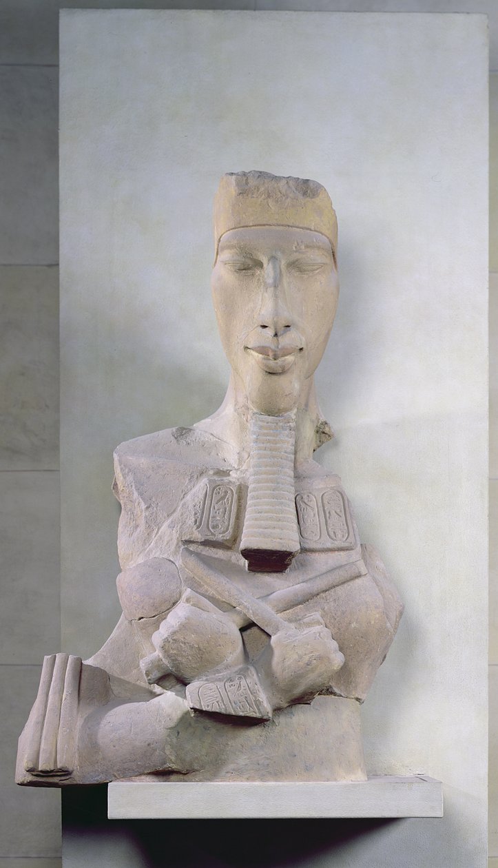 Osirid pilar de Amenophis IV (Akhenaton) de Karnak, período de Amarna, Novo Reino, c.1353-37 aC (arenito) de Egyptian 18th Dynasty