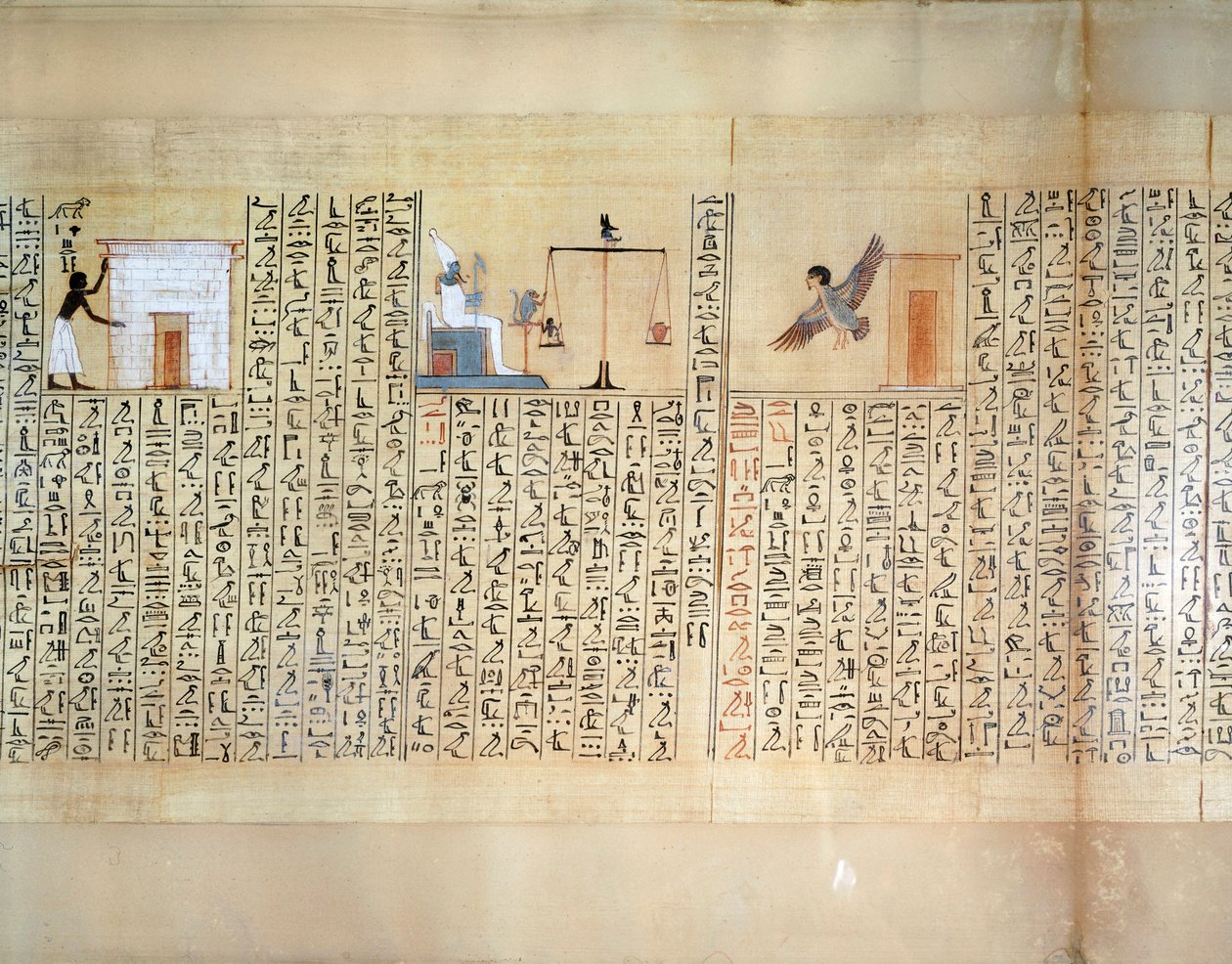 Papiro representando a pesagem do coração, do Livro dos Mortos de Maiherperi de Egyptian 18th Dynasty