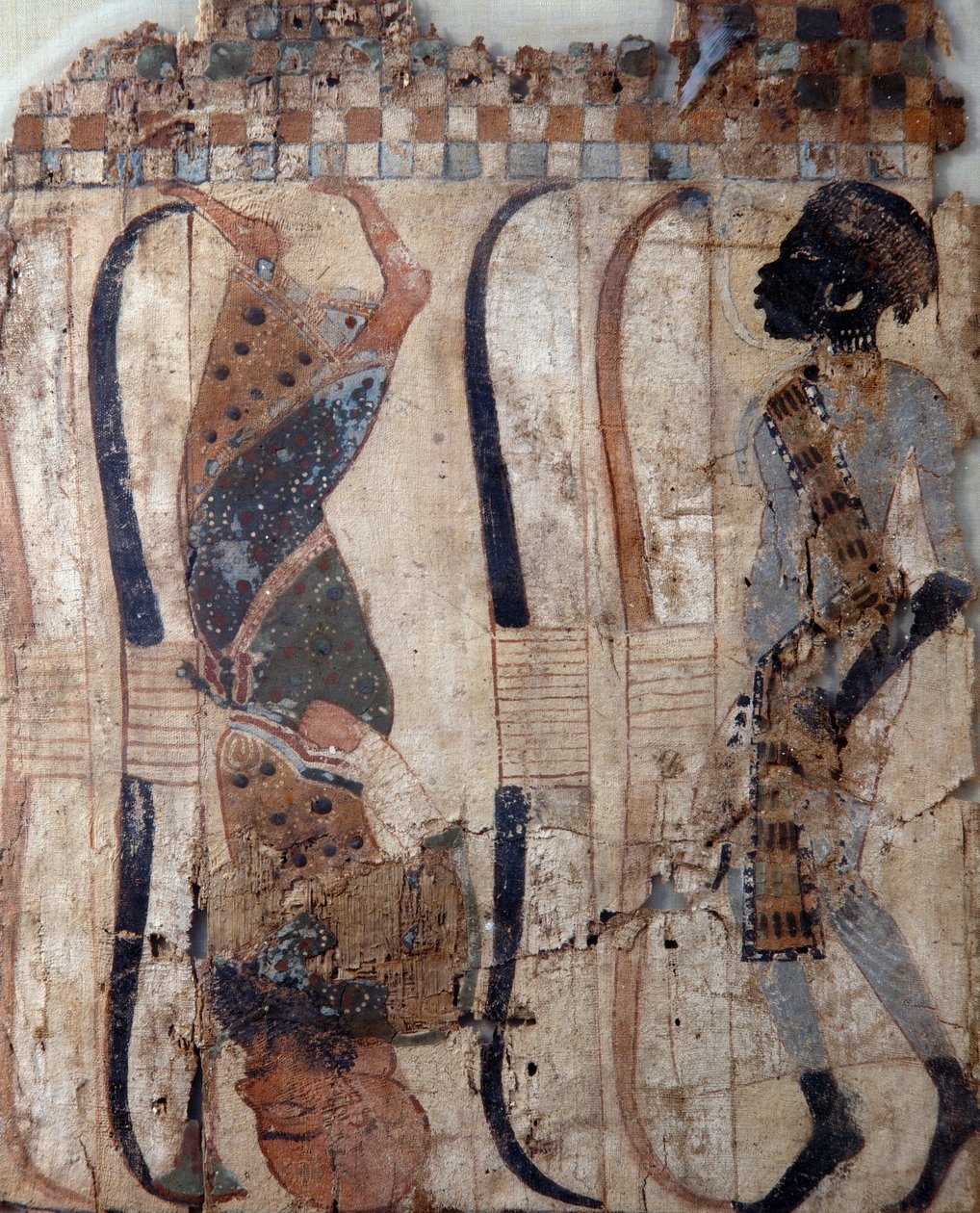 Prisioneiros dos países conquistados, pintado sobre material do túmulo de Tutankhamon, civilização egípcia, Novo Reino, Dinastia XVIII, pormenor do rosto de Egyptian 18th Dynasty