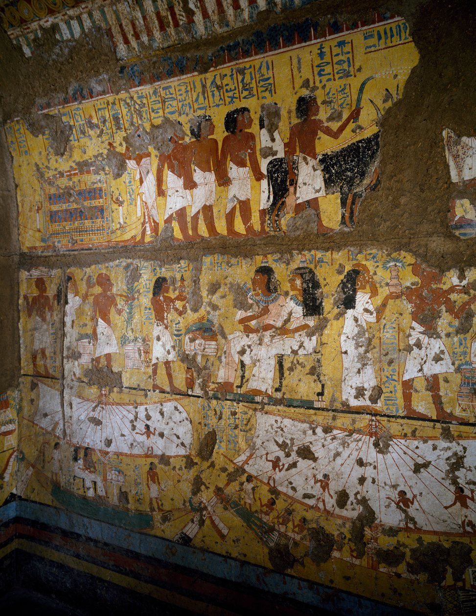 Reconstrução da Capela da Maia, Deir el-Medina, barro e estuque pintado, Civilização Egípcia, Novo Reino, Dinastia XVIII de Egyptian 18th Dynasty