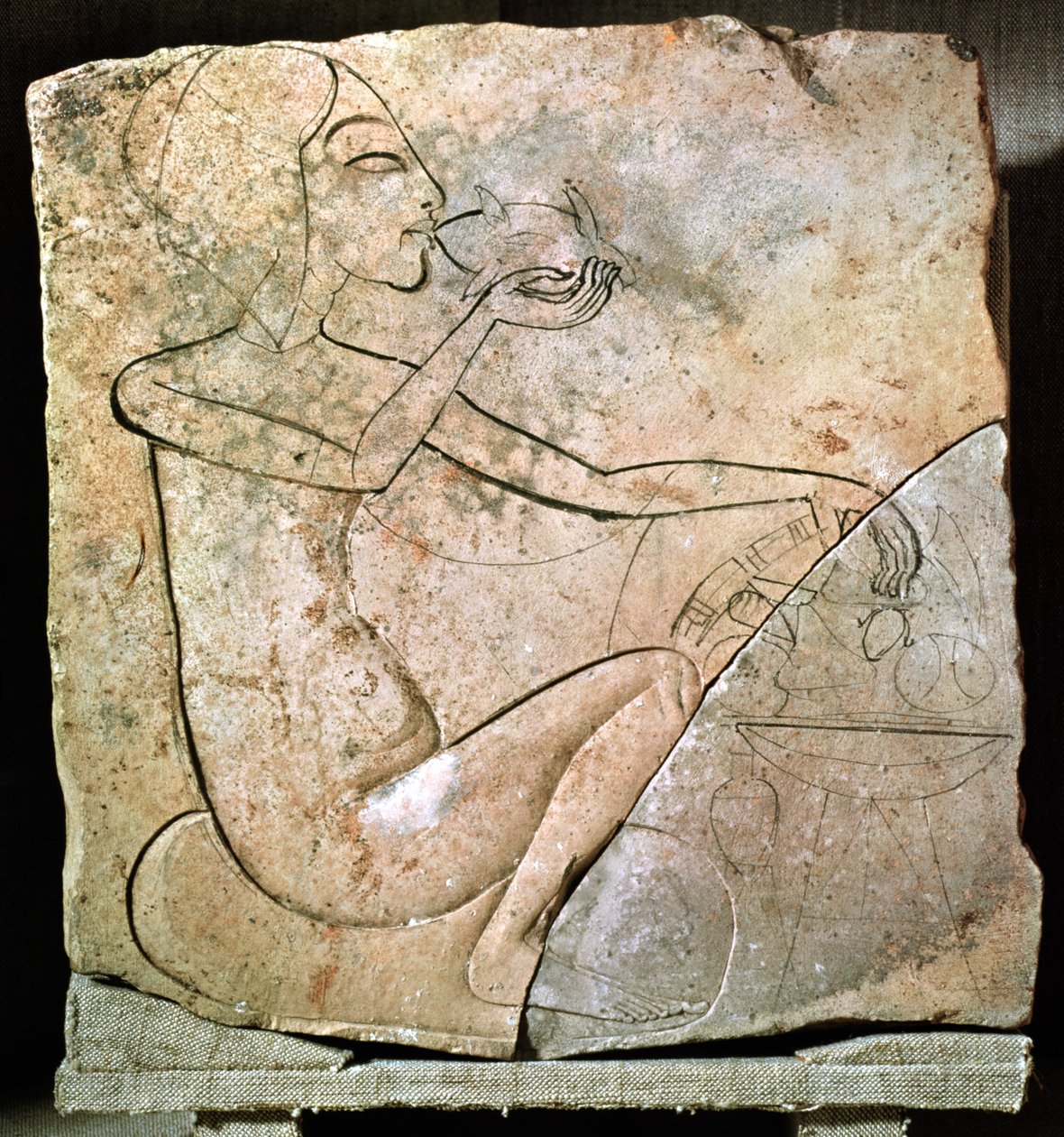 Relief, depicing, princesa, comer, assado, pato, norte, palácio, diga, el-amarna, novo, reino, c.1353-1337, bc de Egyptian 18th Dynasty