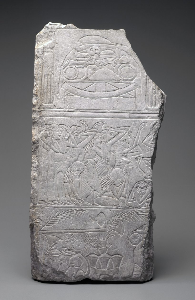 Alívio de Pranteadoras e Carnes Funerárias, Novo Reino, c.1340 a.C. (calcário) de Egyptian 18th Dynasty