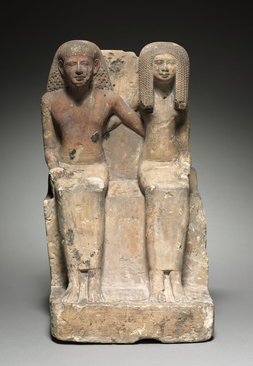 Estátua de par sentado, c.1479-1425 aC de Egyptian 18th Dynasty