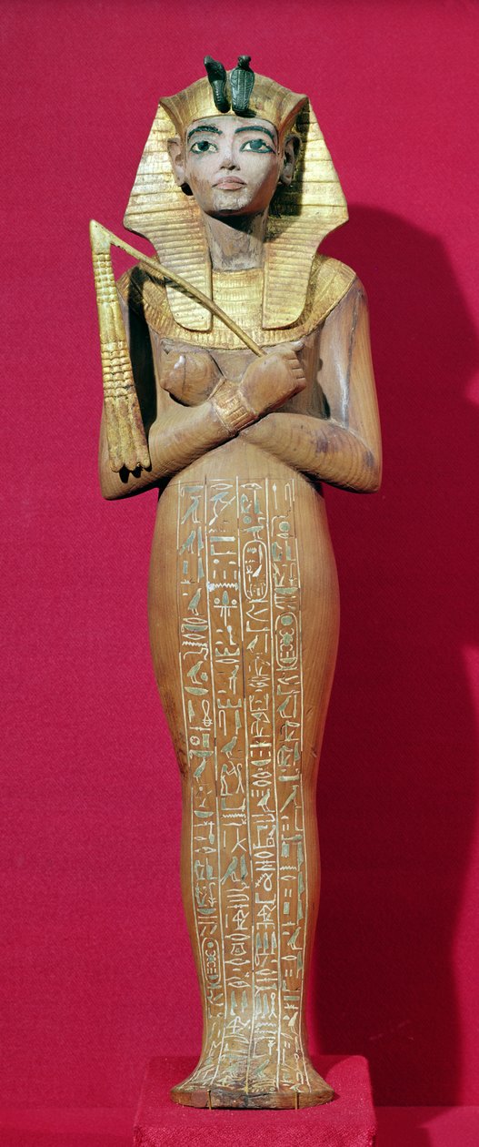 Shabti figura do rei do túmulo de Tutancâmon (c.1370-1352 aC) Novo reino (madeira pintada) de Egyptian 18th Dynasty