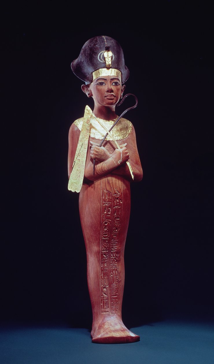 Shabti figura do rei do túmulo de Tutancâmon (c.1370-1352 aC) Novo reino (madeira dourada) de Egyptian 18th Dynasty