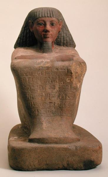 Estátua do Escriba Maaniamen, meados do século XV a.C., Novo Reino (pedra calcária) de Egyptian 18th Dynasty