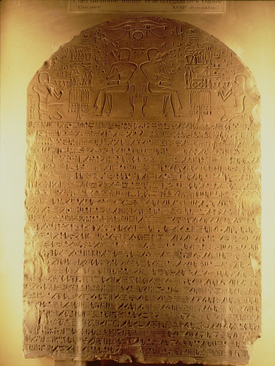 Estela de Intef, Novo Reino, c.1479-1425 aC (calcário) de Egyptian 18th Dynasty