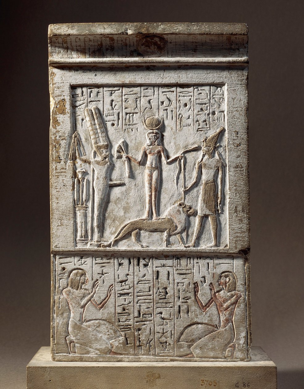 Síria, Cades, Estela oferecida por Huy, artesão do Vale dos Reis: doador adorando a Deusa Cades e o Deus Rechep de Egyptian 18th Dynasty