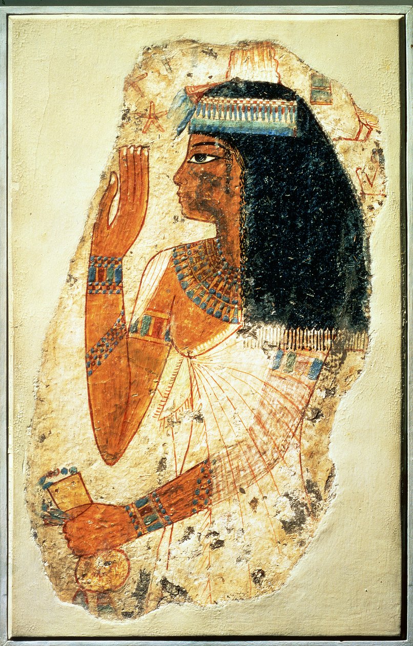 A Mulher Tjepu, de Tebas, Tumba 181, Novo Reino (gesso pintado) de Egyptian 18th Dynasty